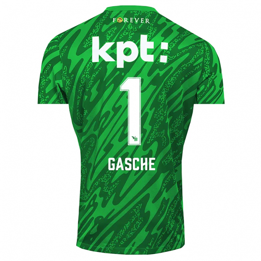 ילדים Bastian Gasche #1 לבן ירוק חולצת שוער 2025/26 חולצה קצרה