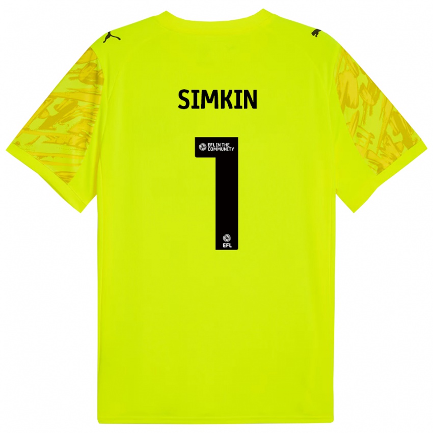 ילדים טומי סימקין #1 ירוק פלורסנט חולצת שוער 2025/26 חולצה קצרה