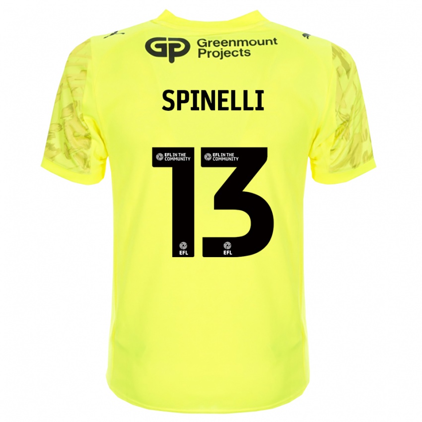 ילדים מטאו ספינלי #13 שחור ירוק פלורסנט חולצת שוער 2025/26 חולצה קצרה