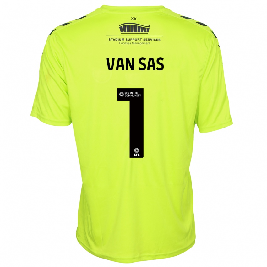 ילדים מיקי ואן סאס #1 ירוק פלורסנט חולצת שוער 2025/26 חולצה קצרה