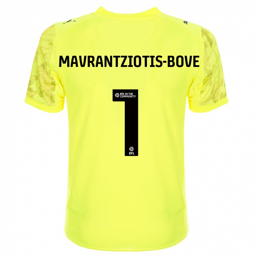 ילדים Kane Mavrantziotis-Bove #1 שחור צהוב חולצת שוער 2025/26 חולצה קצרה