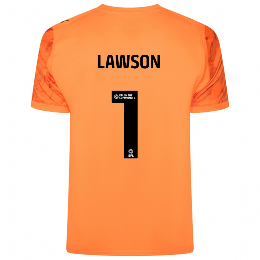 ילדים Harvey Lawson #1 שחור כתום חולצת שוער 2025/26 חולצה קצרה