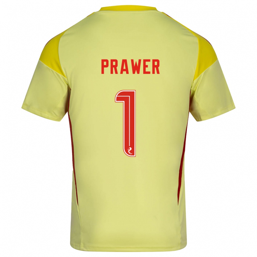 ילדים אנה פראוור #1 אדום צהוב חולצת שוער 2025/26 חולצה קצרה