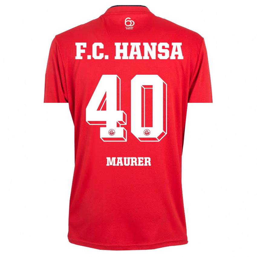 ילדים Erik Maurer #40 אדום לבן חולצת שוער 2025/26 חולצה קצרה