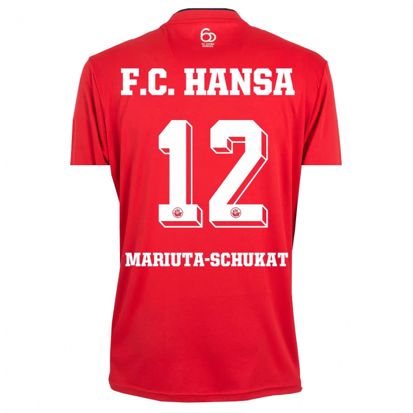 ילדים Lara Mariuta-Schukat #12 אדום לבן חולצת שוער 2025/26 חולצה קצרה