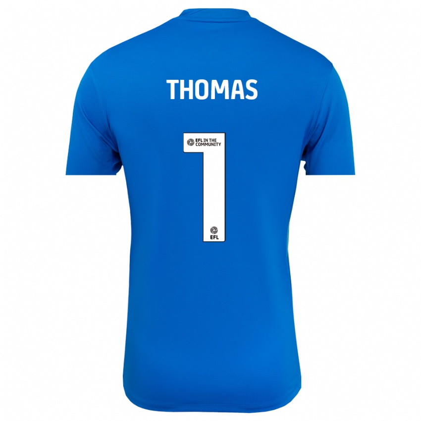 ילדים לוסי תומאס #1 כחול לבן חולצת שוער 2025/26 חולצה קצרה