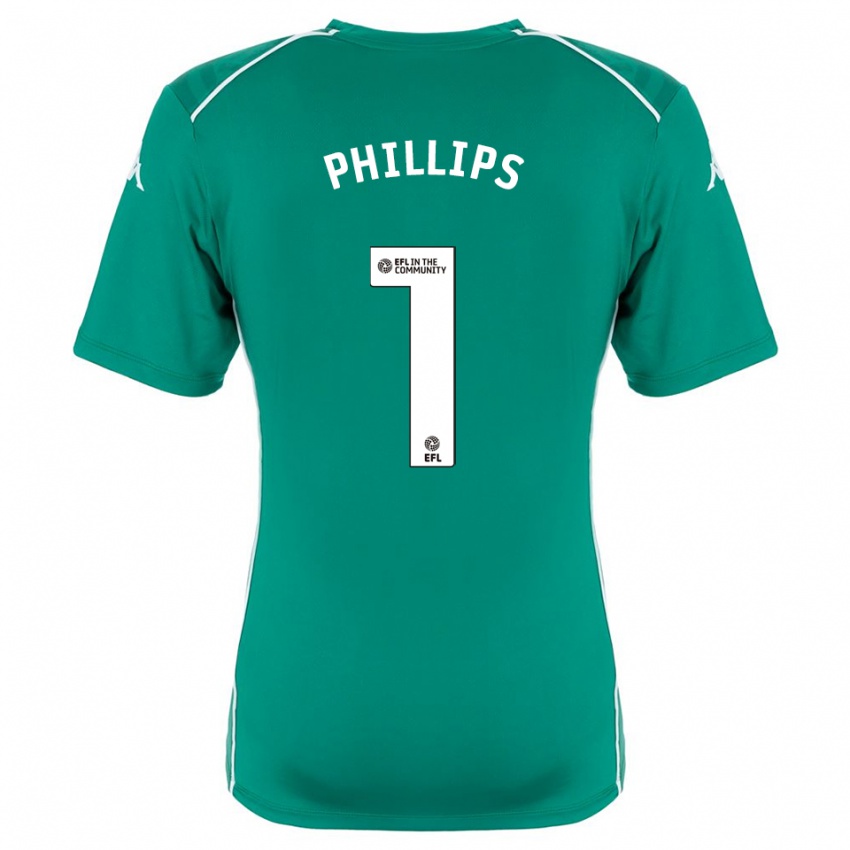 ילדים דילון פיליפס #1 ירוק לבן חולצת שוער 2025/26 חולצה קצרה
