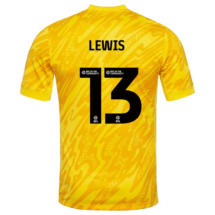 ילדים Karl Lewis #13 שחור צהוב חולצת שוער 2025/26 חולצה קצרה