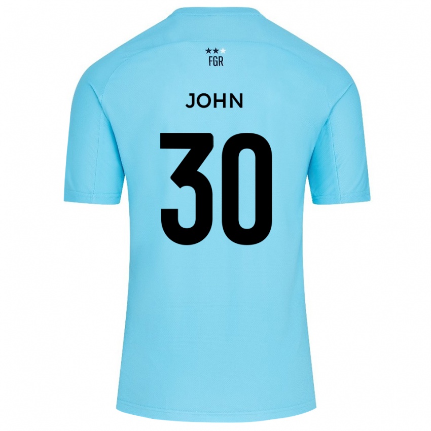 ילדים Dylan John #30 לבן כחול שמיים חולצת שוער 2025/26 חולצה קצרה