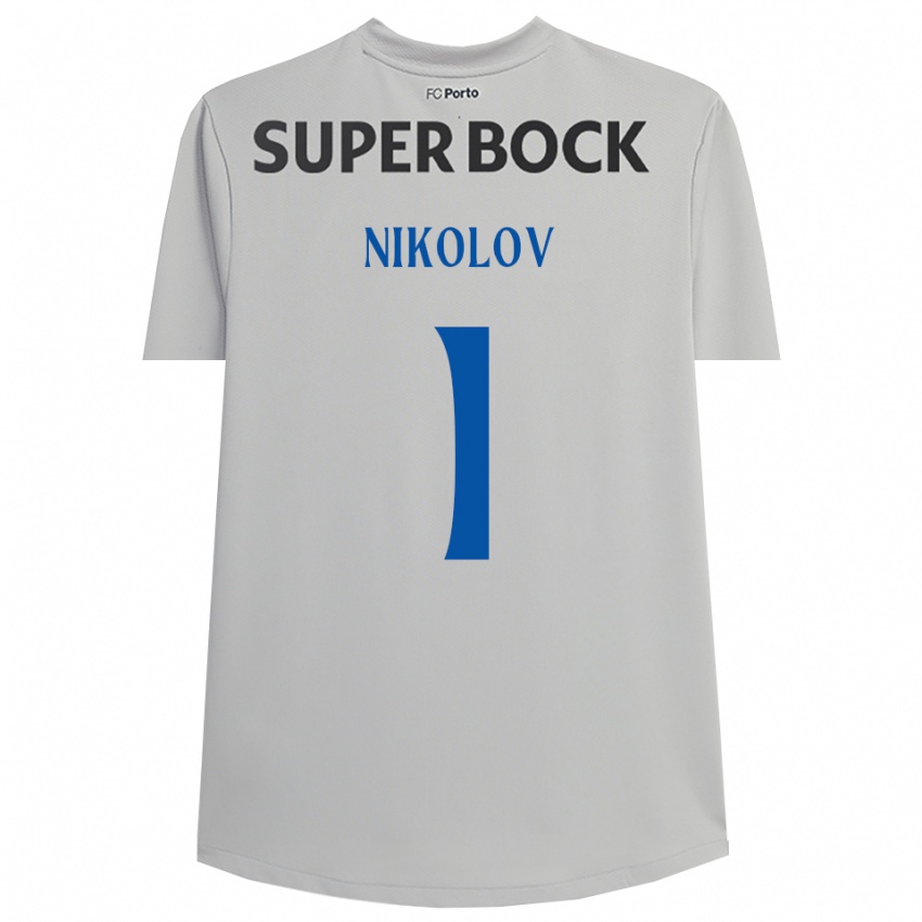 ילדים אנטוני ניקולייב ניקולוב #1 אפור בהיר שחור חולצת שוער 2025/26 חולצה קצרה