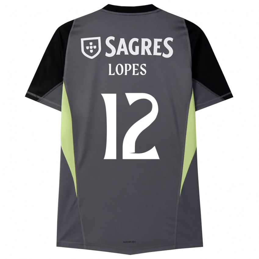 ילדים לאונרדו דה סילבה לופס #12 אפור כהה שחור חולצת שוער 2025/26 חולצה קצרה
