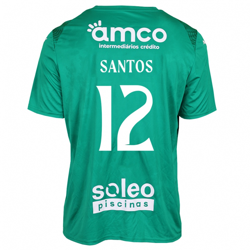 ילדים מתיאוס סנטוס #12 ירוק לבן חולצת שוער 2025/26 חולצה קצרה