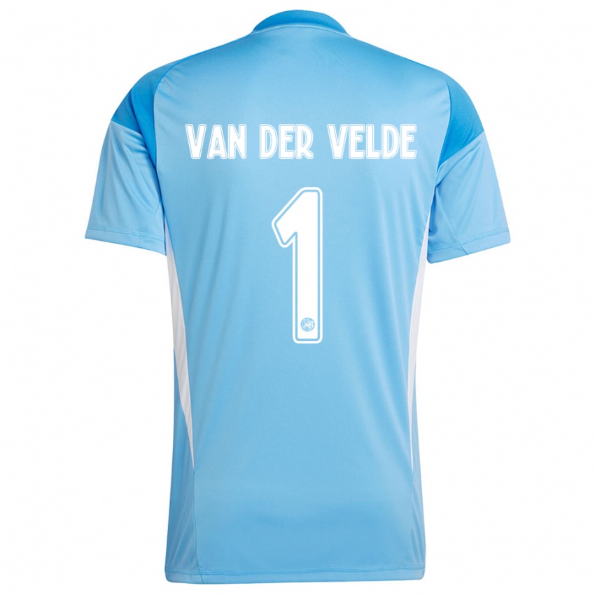 ילדים Valentijn van der Velde #1 כחול בהיר לבן חולצת שוער 2025/26 חולצה קצרה