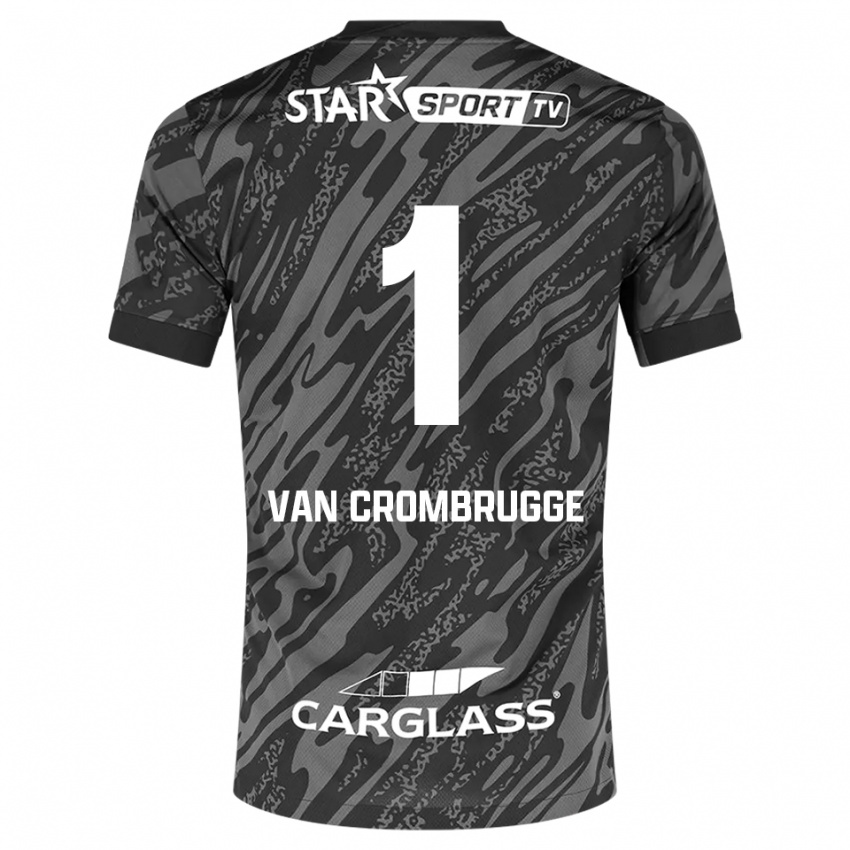 ילדים הנדריק ואן קרומברוז' #1 אפור כהה שחור חולצת שוער 2025/26 חולצה קצרה