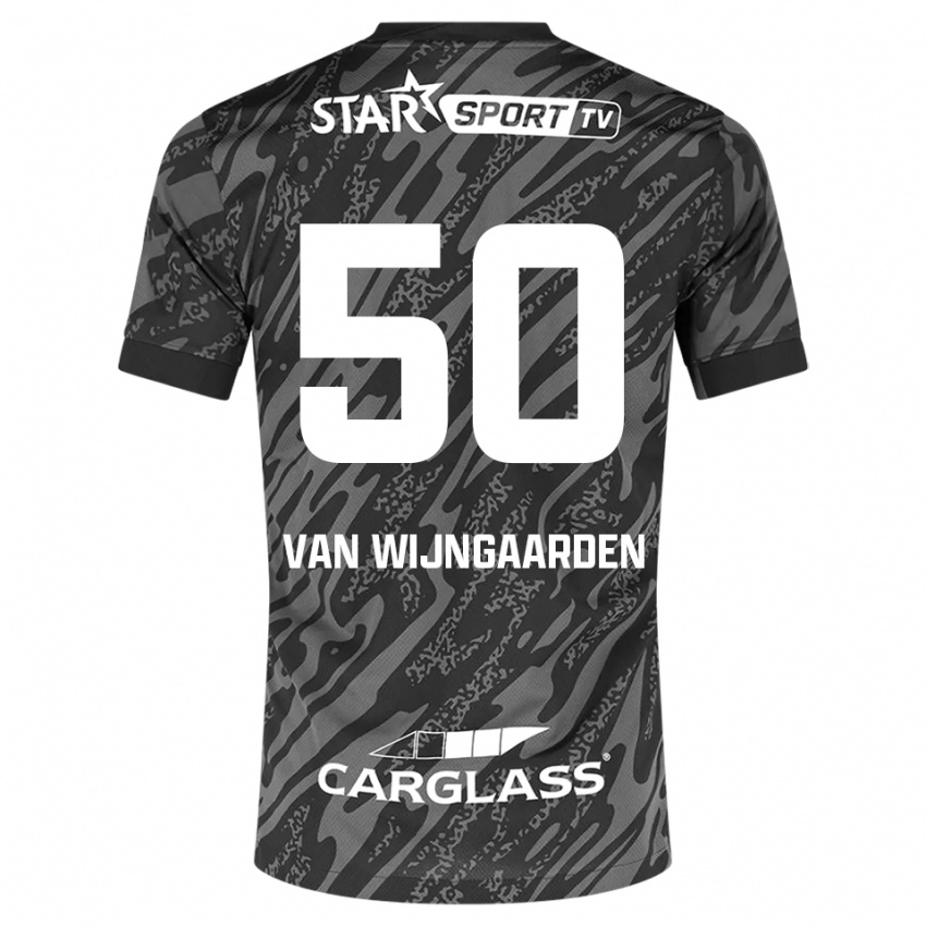 ילדים Maren Van Wijngaarden #50 אפור כהה שחור חולצת שוער 2025/26 חולצה קצרה