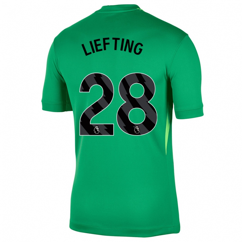 ילדים Femke Liefting #28 ירוק שחור חולצת שוער 2025/26 חולצה קצרה