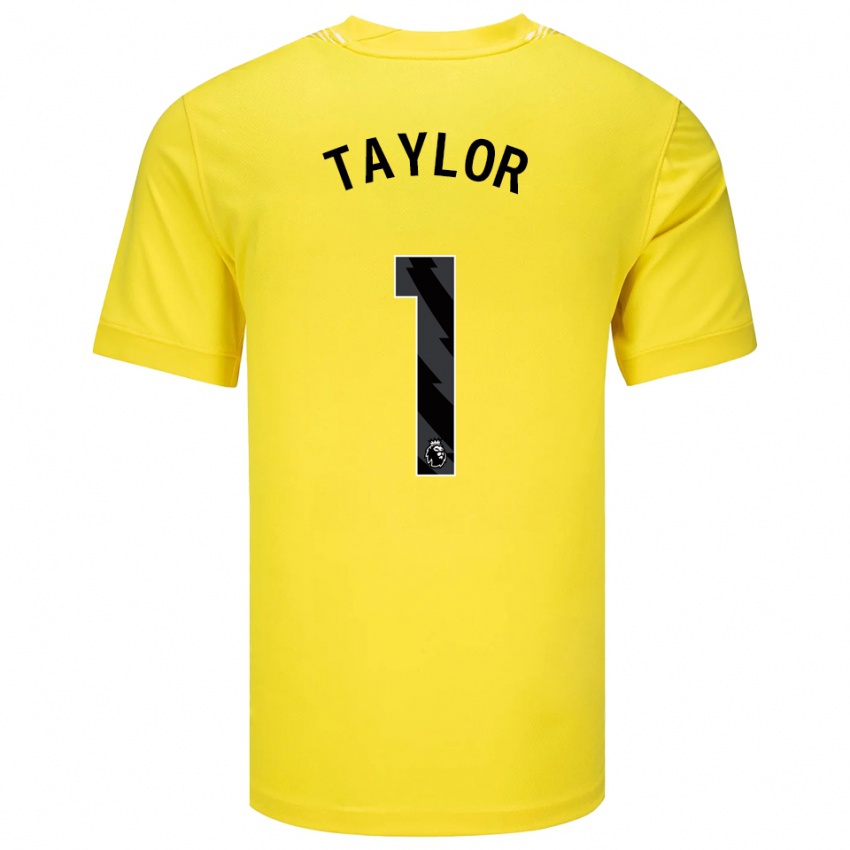 ילדים Finley Taylor #1 צהוב שחור חולצת שוער 2025/26 חולצה קצרה