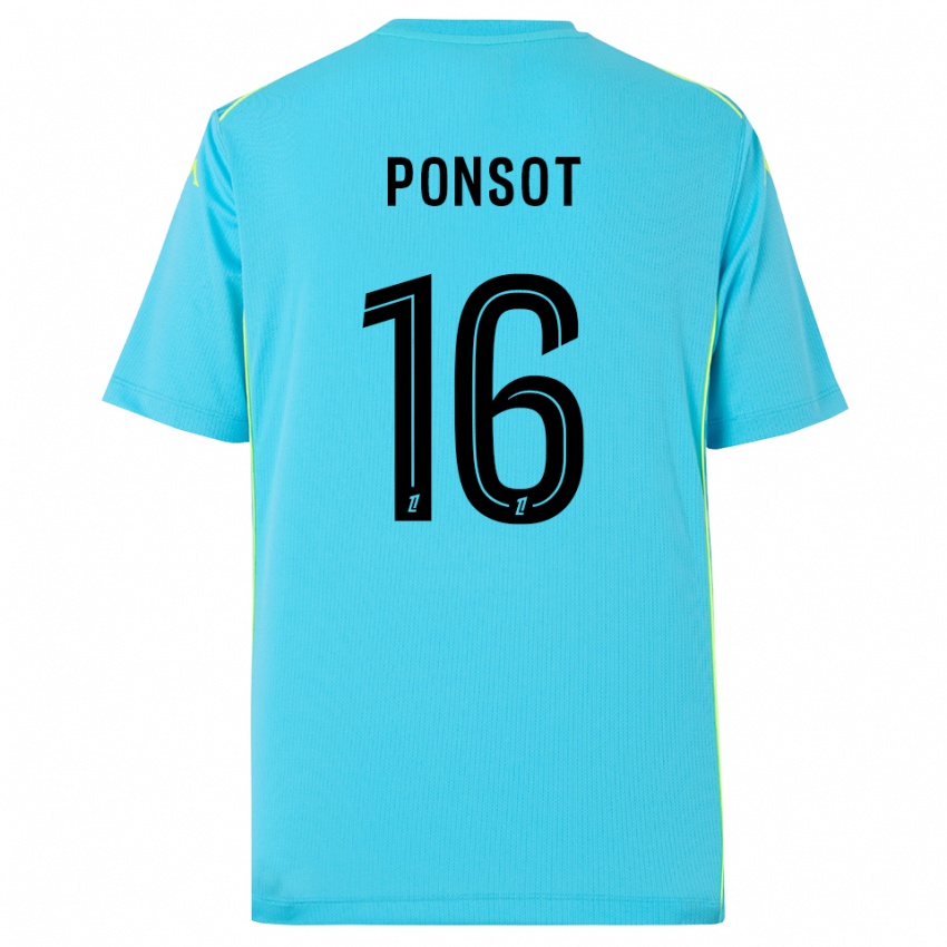 ילדים Martin Ponsot #16 כחול שמיים שחור חולצת שוער 2025/26 חולצה קצרה