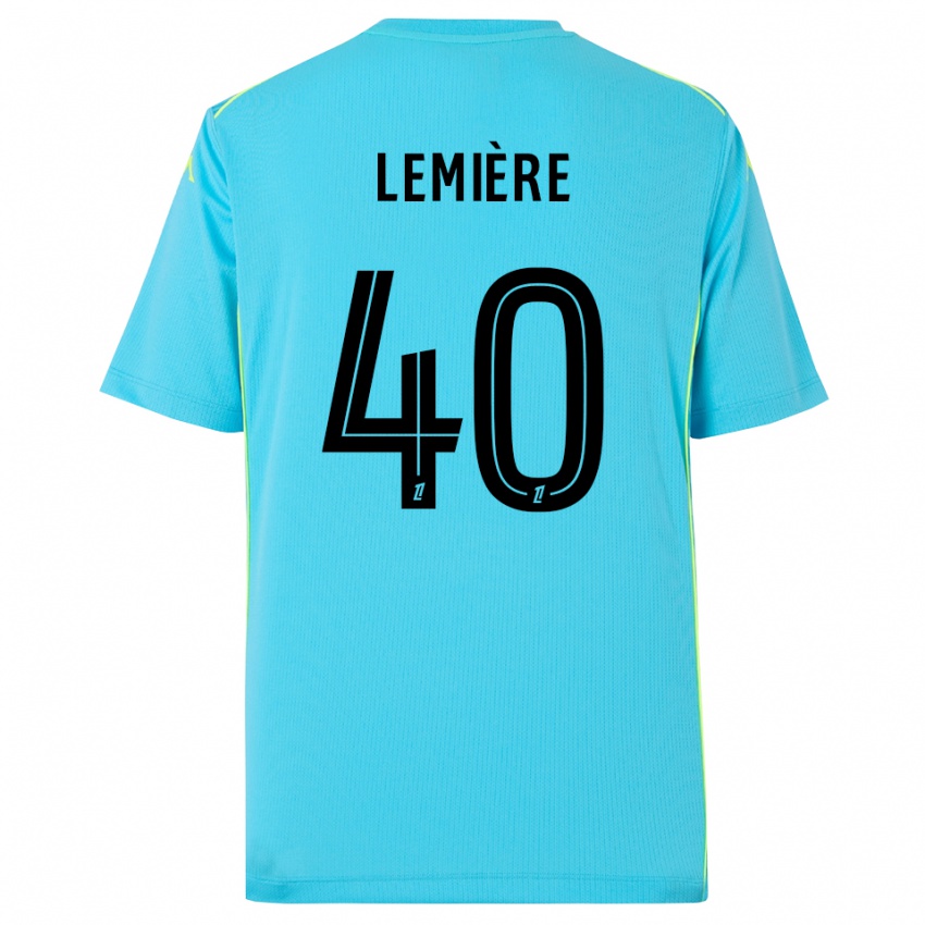 ילדים Pauline Lemière #40 כחול שמיים שחור חולצת שוער 2025/26 חולצה קצרה