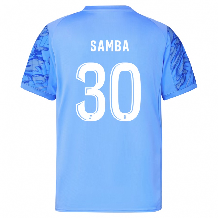 ילדים ברייס סמבה #30 כחול לבן חולצת שוער 2025/26 חולצה קצרה