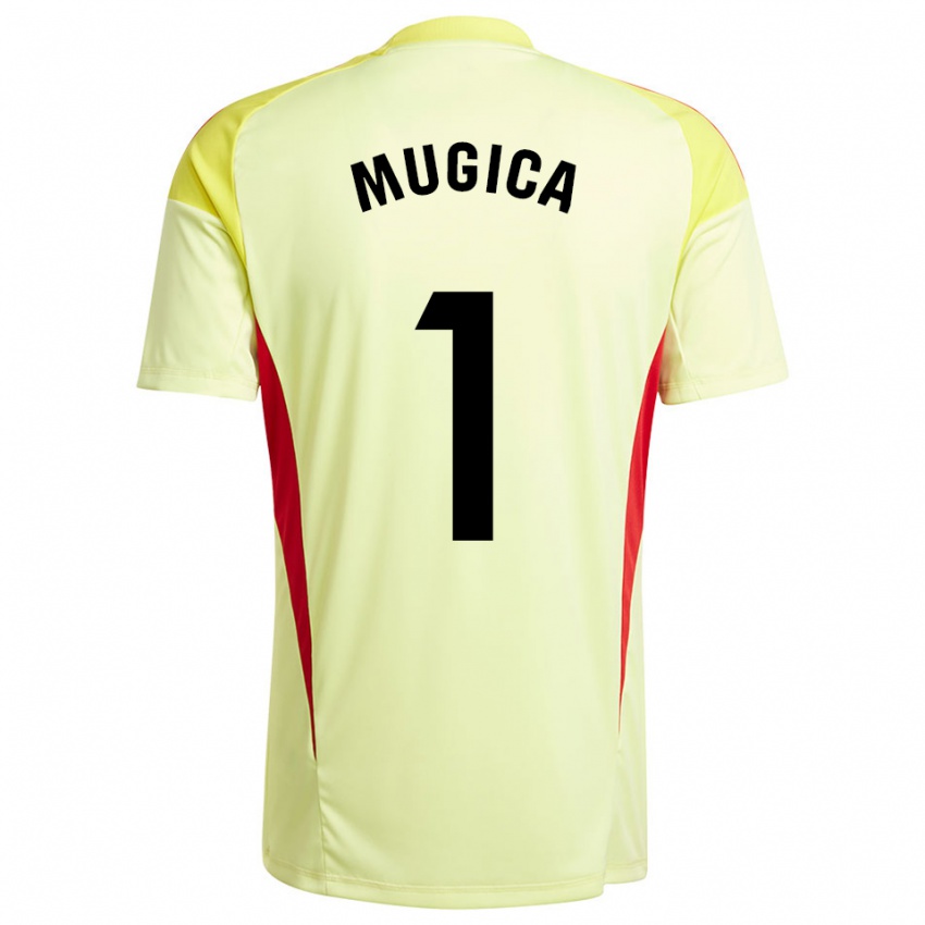 ילדים חואן מוחיקה #1 צהוב בהיר שחור חולצת שוער 2025/26 חולצה קצרה