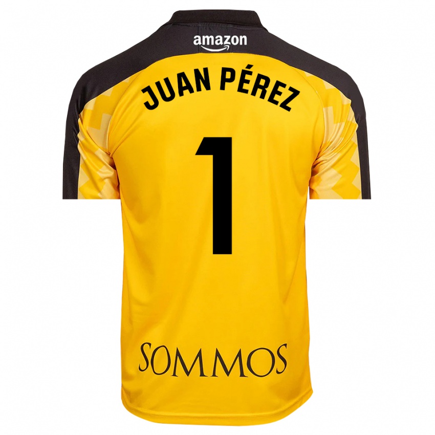 ילדים חואן פרז #1 צהוב שחור חולצת שוער 2025/26 חולצה קצרה