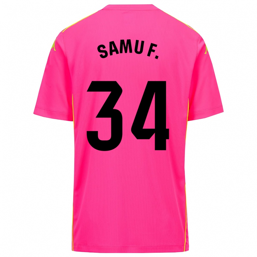 ילדים סמו פרננדס #34 ורוד עמוק שחור חולצת שוער 2025/26 חולצה קצרה