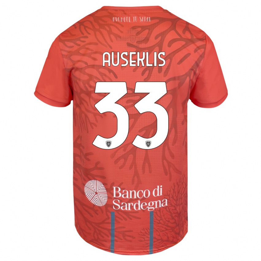 ילדים Henrijs Auseklis #33 כתום אדום לבן חולצת שוער 2025/26 חולצה קצרה