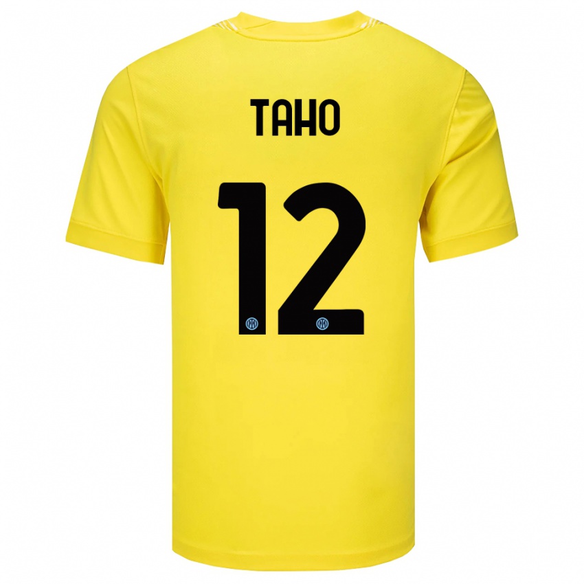 ילדים אליין טאהו #12 צהוב בהיר שחור חולצת שוער 2025/26 חולצה קצרה