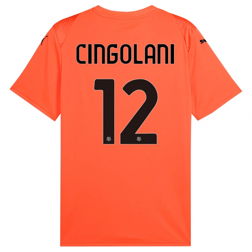 ילדים Matteo Cingolani #12 שחור כתום חולצת שוער 2025/26 חולצה קצרה