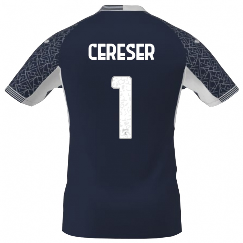 ילדים Francesco Cereser #1 כחול שחור לבן חולצת שוער 2025/26 חולצה קצרה