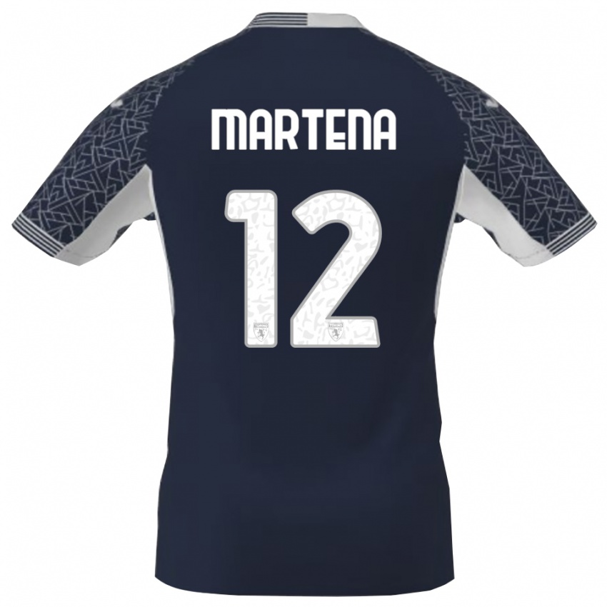 ילדים Gabriele Martena #12 כחול שחור לבן חולצת שוער 2025/26 חולצה קצרה