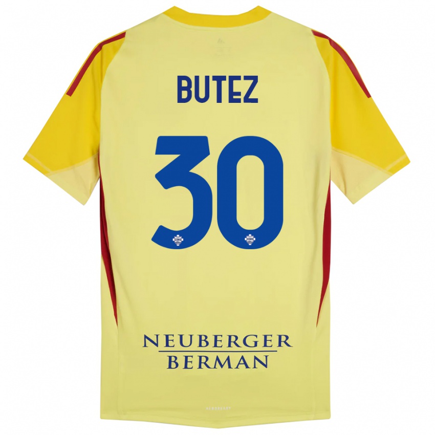 ילדים ז'אן בוטז #30 צהוב בהיר שחור חולצת שוער 2025/26 חולצה קצרה