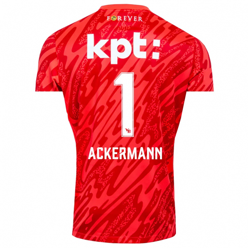 ילדים ג׳ארה אקרמן #1 אדום לבן חולצת שוער 2025/26 חולצה קצרה