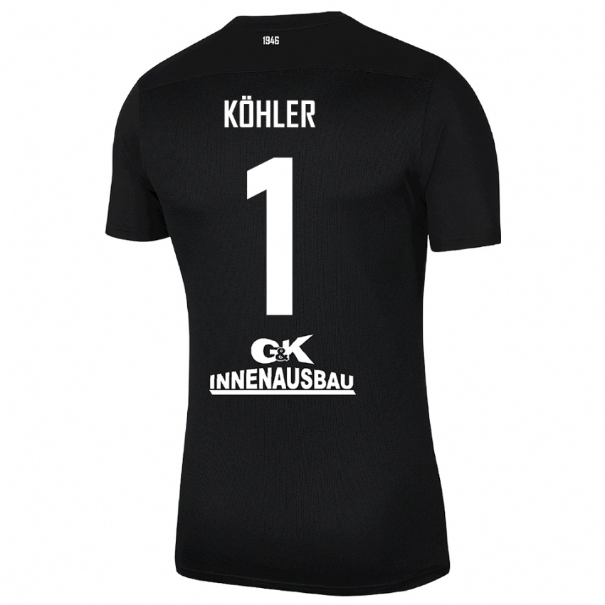 ילדים Lucas Köhler #1 שחור לבן חולצת שוער 2025/26 חולצה קצרה