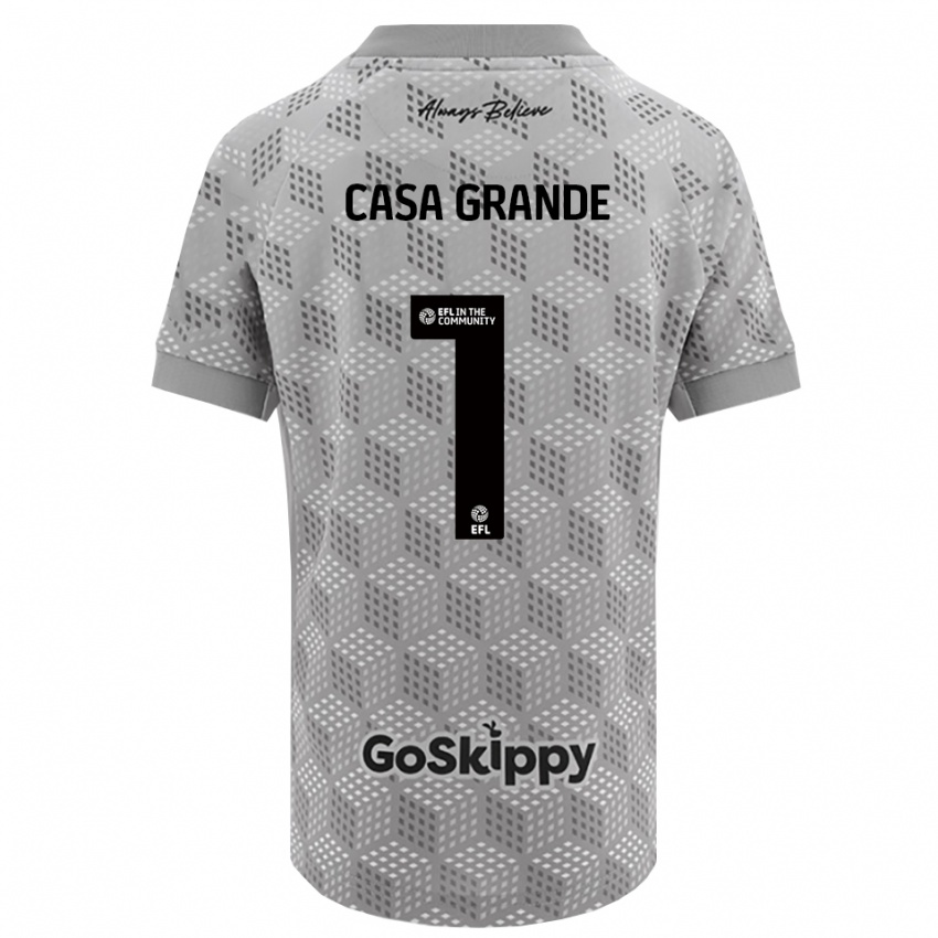 ילדים ג׳וזי בריאן קאסה-גרנדה #1 אפור שחור חולצת שוער 2025/26 חולצה קצרה