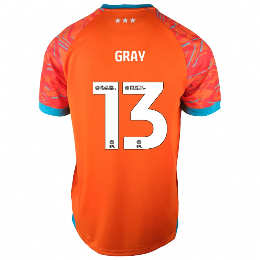 ילדים הנרי גריי #13 לבן כתום חולצת שוער 2025/26 חולצה קצרה