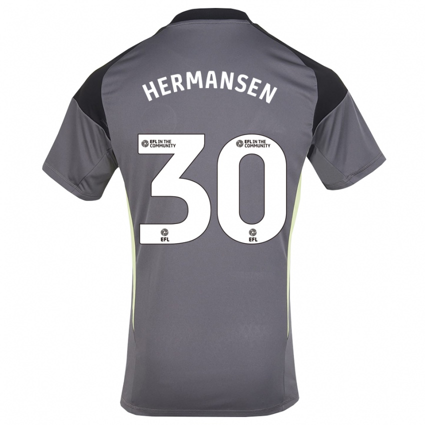 ילדים מאדס הרמנסן #30 לבן אפור חולצת שוער 2025/26 חולצה קצרה