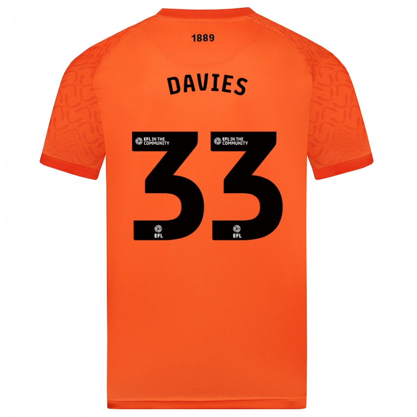 ילדים בת׳אן דייוויס #33 שחור כתום חולצת שוער 2025/26 חולצה קצרה