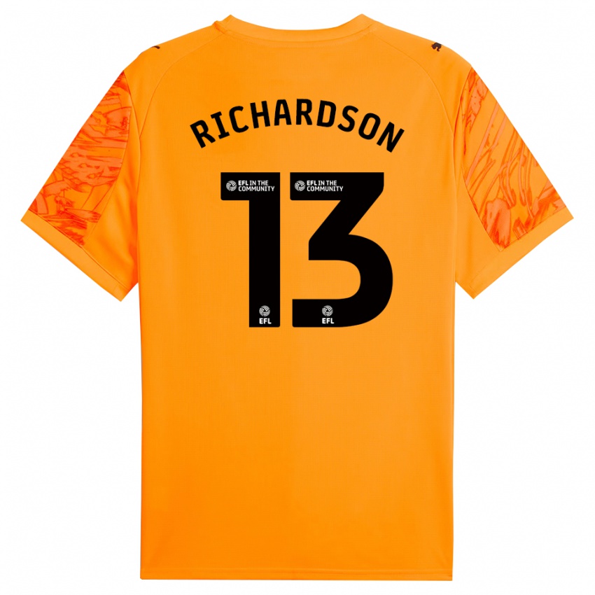 ילדים קייל ריצ'רדסון #13 כתום שחור חולצת שוער 2025/26 חולצה קצרה