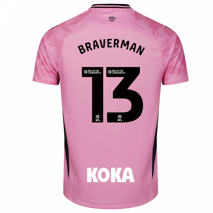 ילדים זאק ברוורמן #13 שחור ורוד בהיר חולצת שוער 2025/26 חולצה קצרה