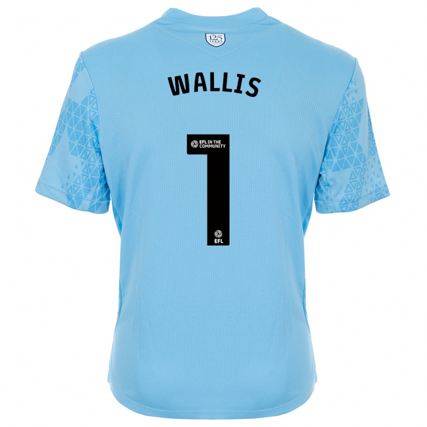 ילדים Joe Wallis #1 כחול שמיים שחור חולצת שוער 2025/26 חולצה קצרה