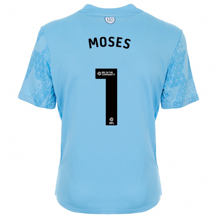 ילדים מקסוול מוזס #1 כחול שמיים שחור חולצת שוער 2025/26 חולצה קצרה