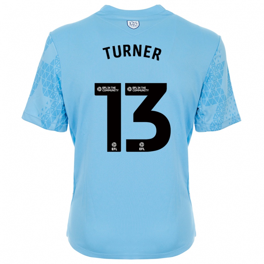 ילדים שאנון טרנר #13 כחול שמיים שחור חולצת שוער 2025/26 חולצה קצרה