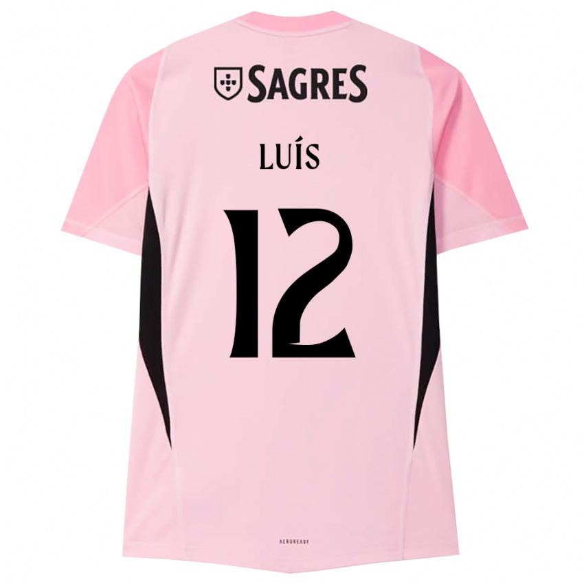 ילדים António Luís #12 ורוד שחור חולצת שוער 2025/26 חולצה קצרה