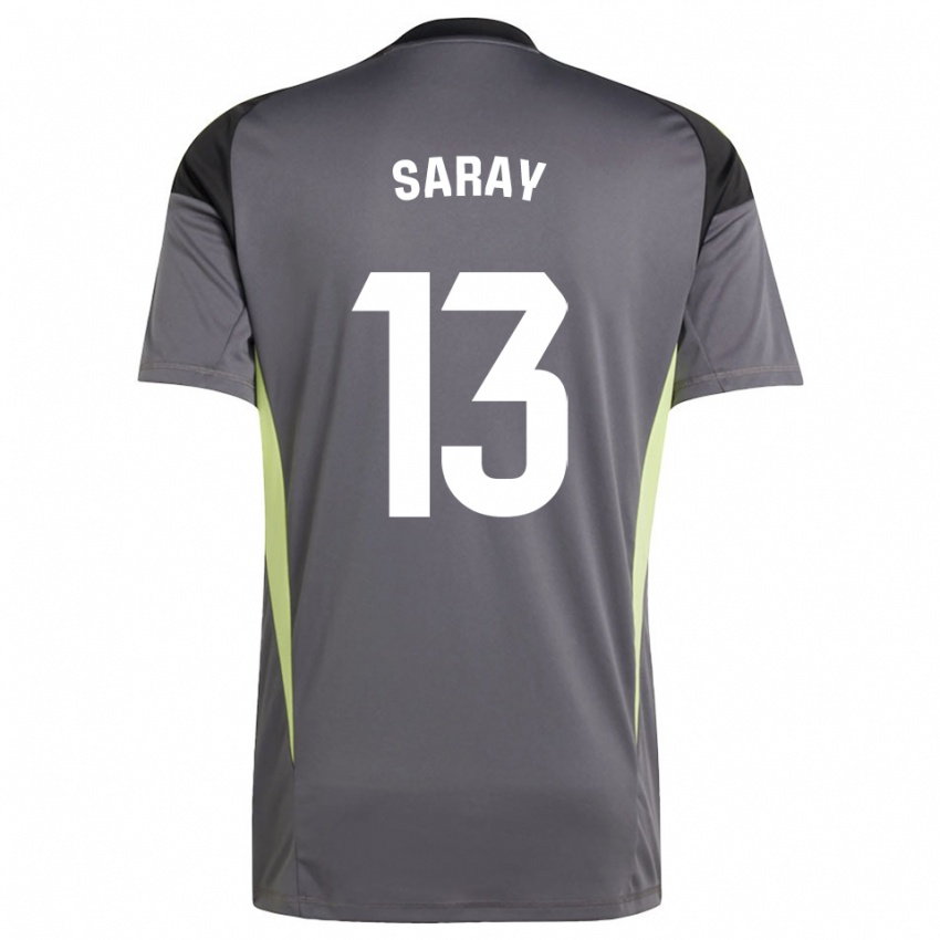 ילדים Saray Vázquez Alonso #13 אפור כהה שחור חולצת שוער 2025/26 חולצה קצרה