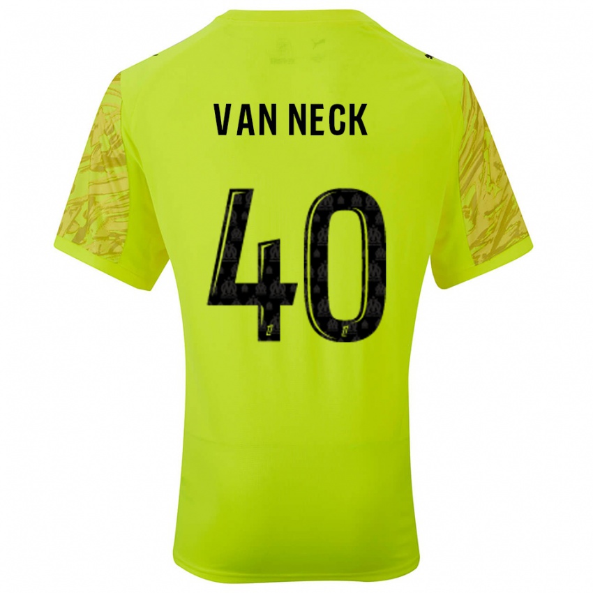 ילדים Jelle Van Neck #40 ירוק פלורסנט שחור חולצת שוער 2025/26 חולצה קצרה