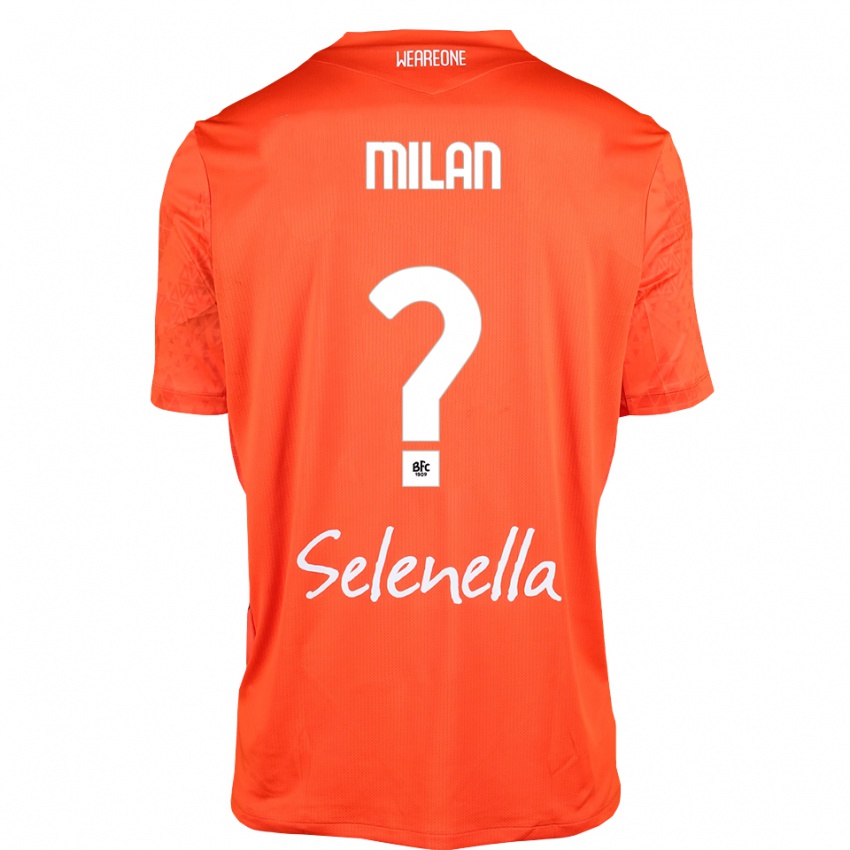 ילדים Riccardo Milan #0 כתום שחור לבן חולצת שוער 2025/26 חולצה קצרה