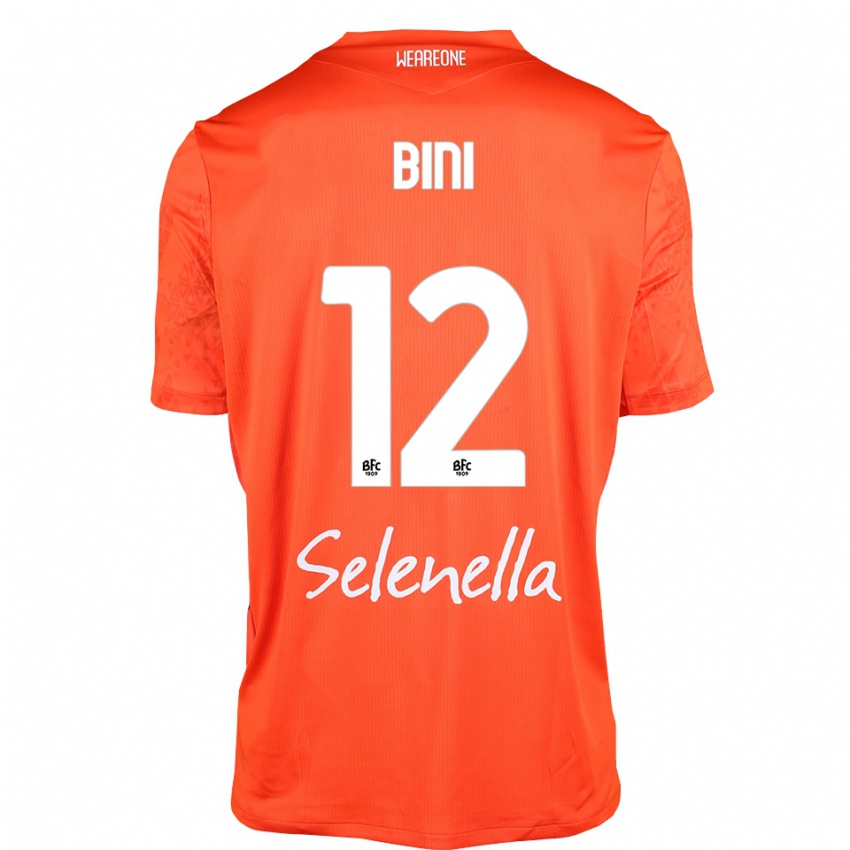 ילדים Cesare Bini #12 כתום שחור לבן חולצת שוער 2025/26 חולצה קצרה