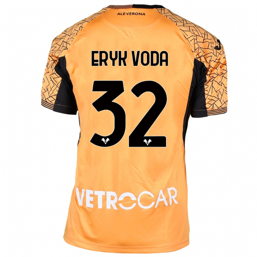 ילדים Eryk Vodă #32 כתום שחור לבן חולצת שוער 2025/26 חולצה קצרה